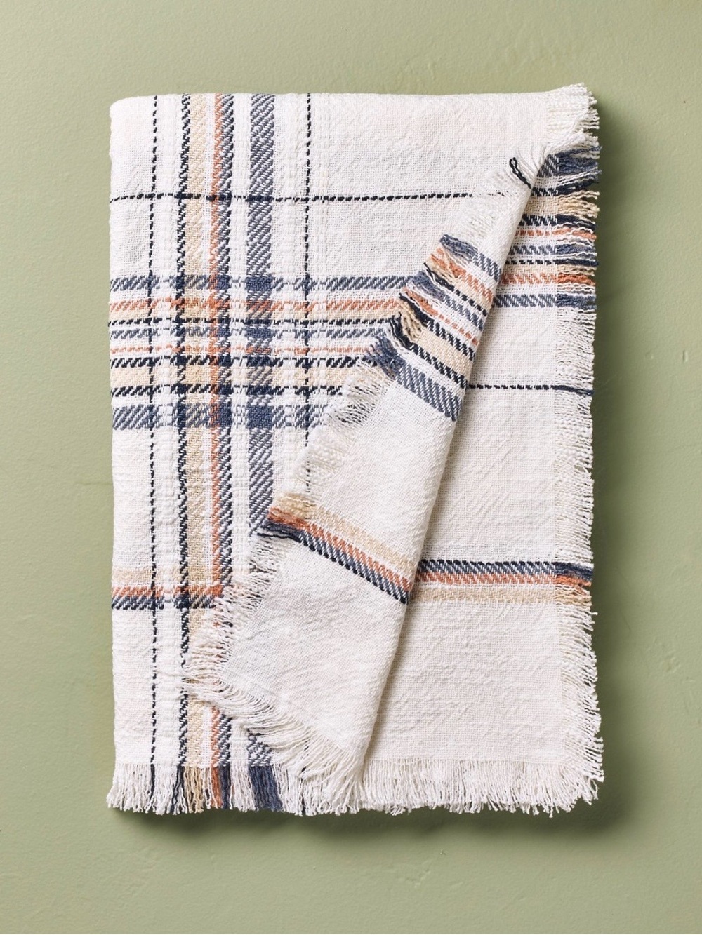 Hearth & Hand Magnolia Woven Plaid Cream/Blue Throw Blanket